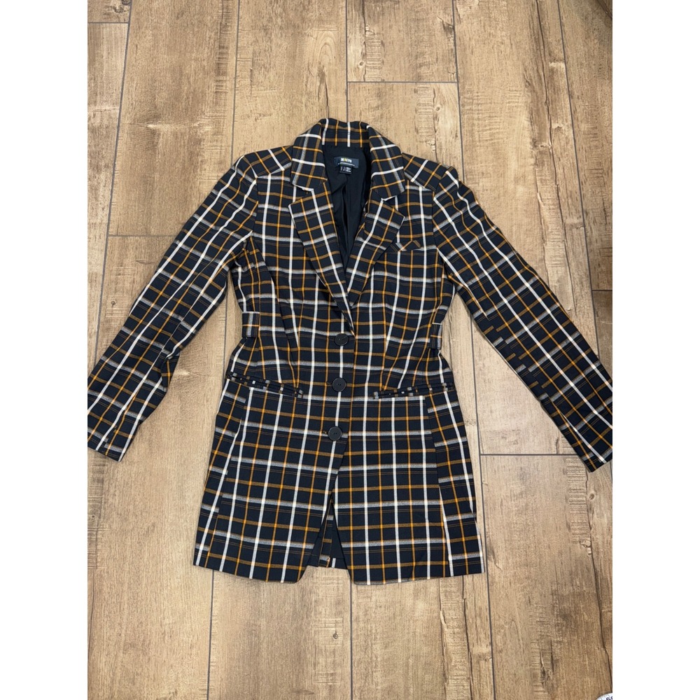 Maeve Anthropologie Plaid Blazer Button Front Belted Long Sleeve Women‎ Size 0